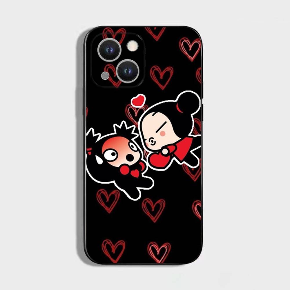 P-Pucca-as Cartoon G-Garu-us Phone Case For iPhone 16,15,14,13,12,11 Plus,Pro Max,XS,X,XR,SE,Mini,8,7,Soft Silicone Black Cover