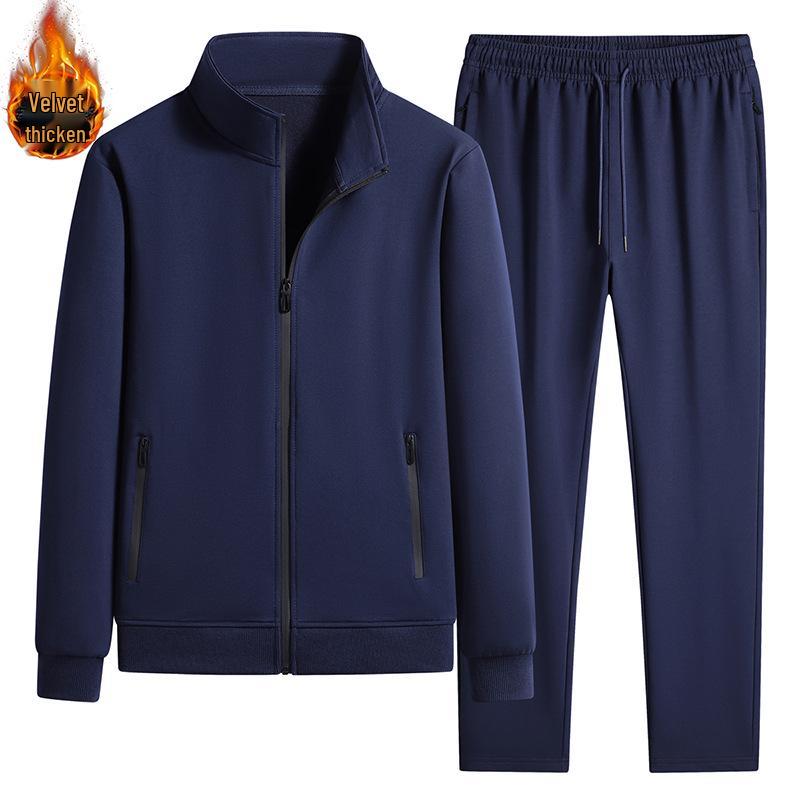 Men's Cotton Stand-up Collar Tracksuit: Spring/Autumn Hoodie & Pants Set for Sports and Casual Wear