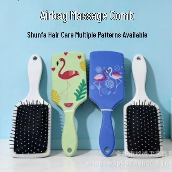 

Plastic Printed Hair Styling Air Cushion Massage Comb for Scalp White