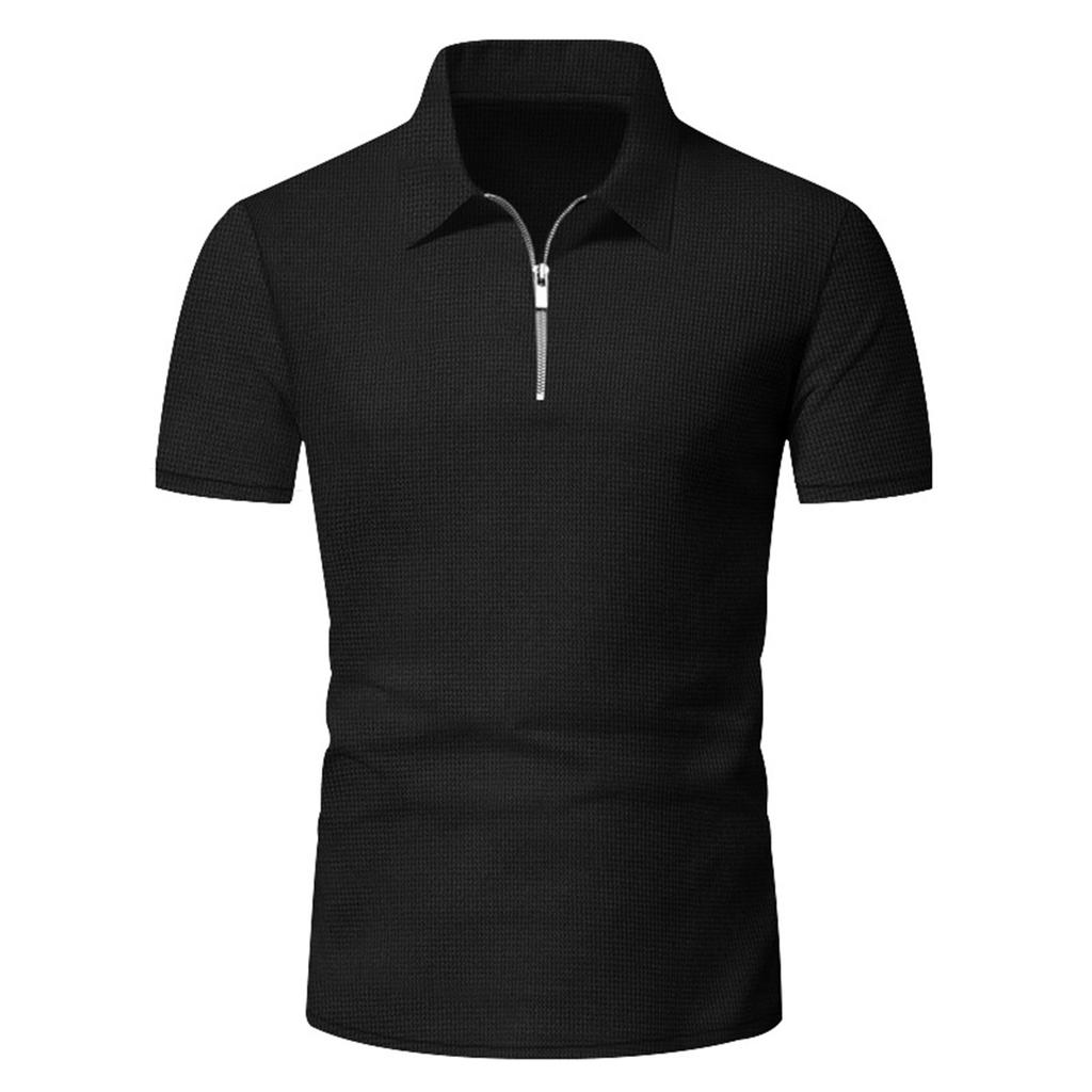 Men'S Color Casual Collar Short Sleeved Shorts Two-Piece Set