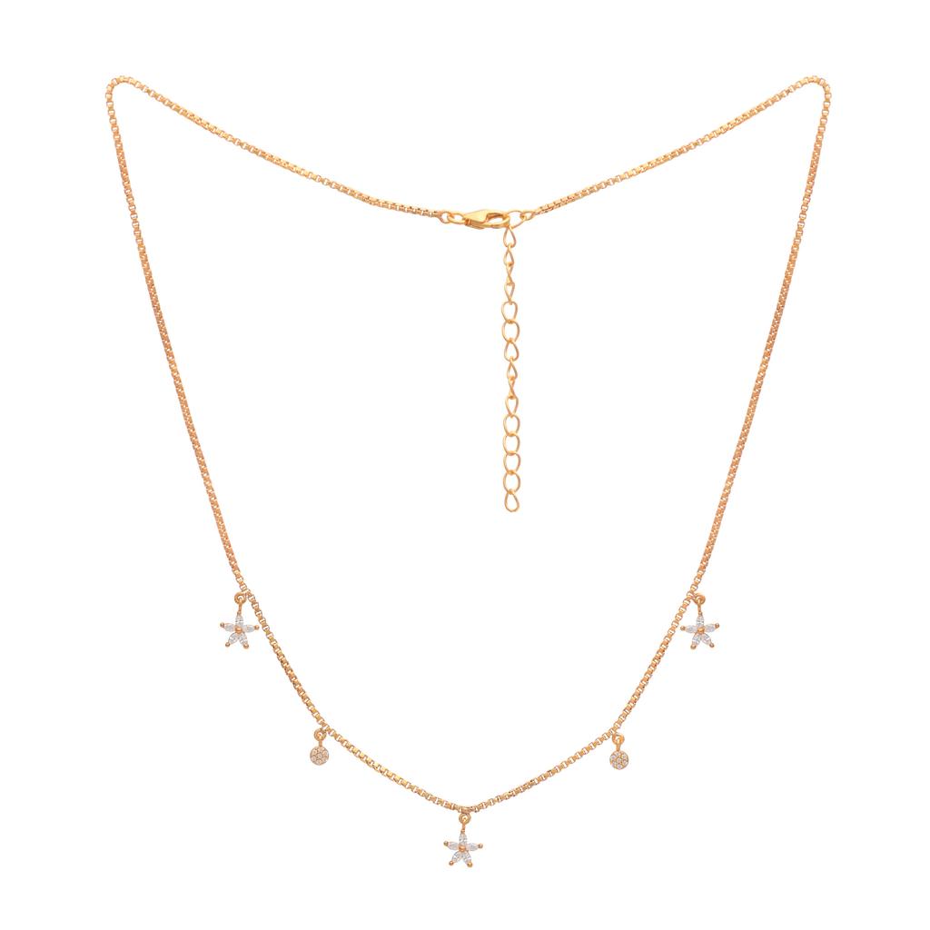 Star & Dot Charm Gold Vermeil Necklace -925 Sterling Silver
