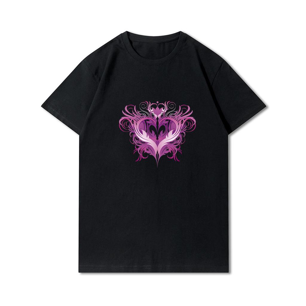 Plus Size XS-3XL Hip Hop Streetwear Women T Shirts Hearts Printed Harajuku T-Shirt Cotton Casual Tops Summer Short Sleeves Tees