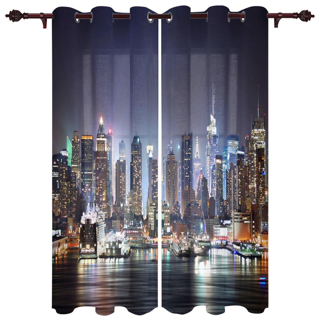 Night Panorama City Luxury Home Curtains Modern Home Supplies Living Room Bedroom Custom Curtains