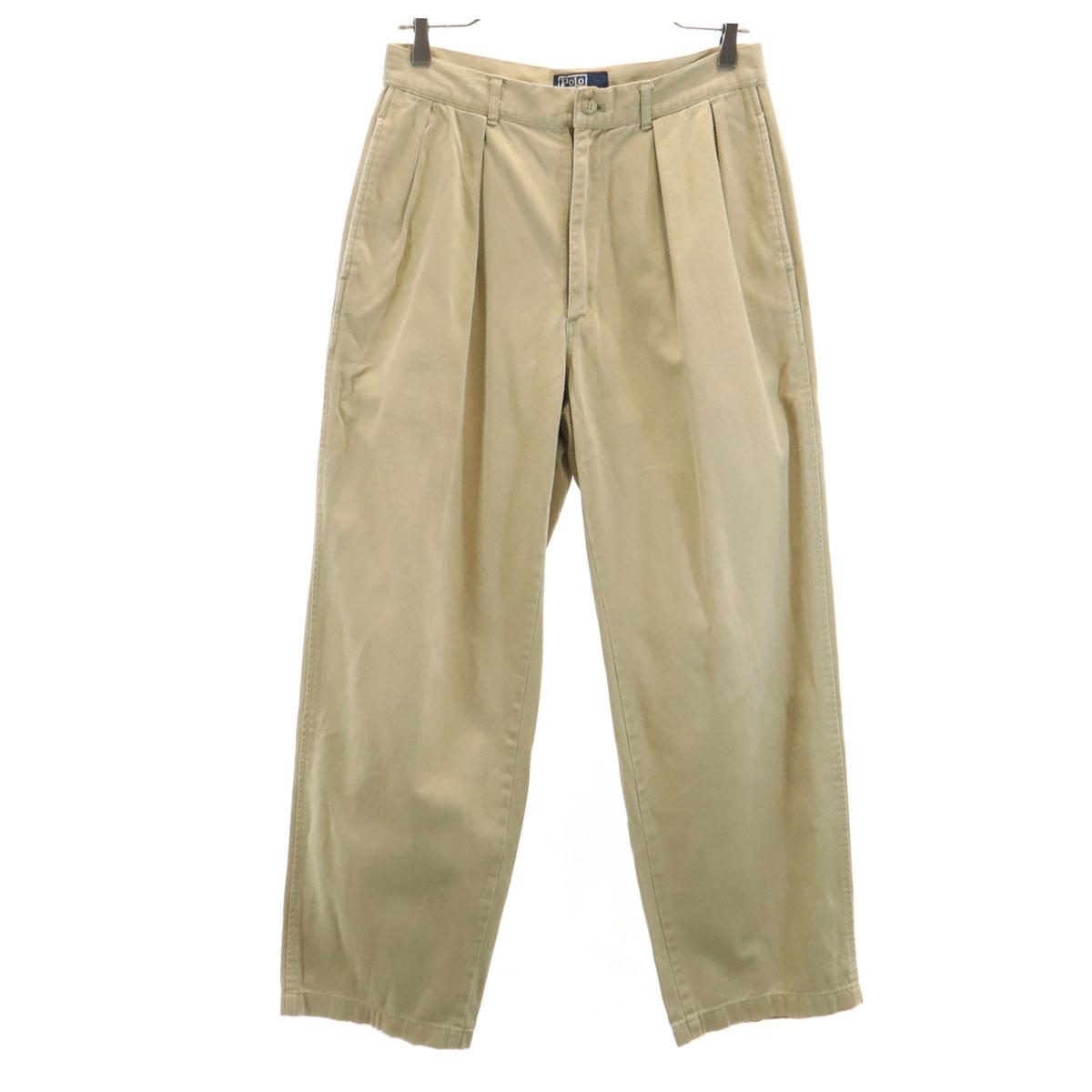 

Брюки чинос Polo by Ralph Lauren 90-х годов, старые, с двумя складками, 78, бежевые, мужские, б/у