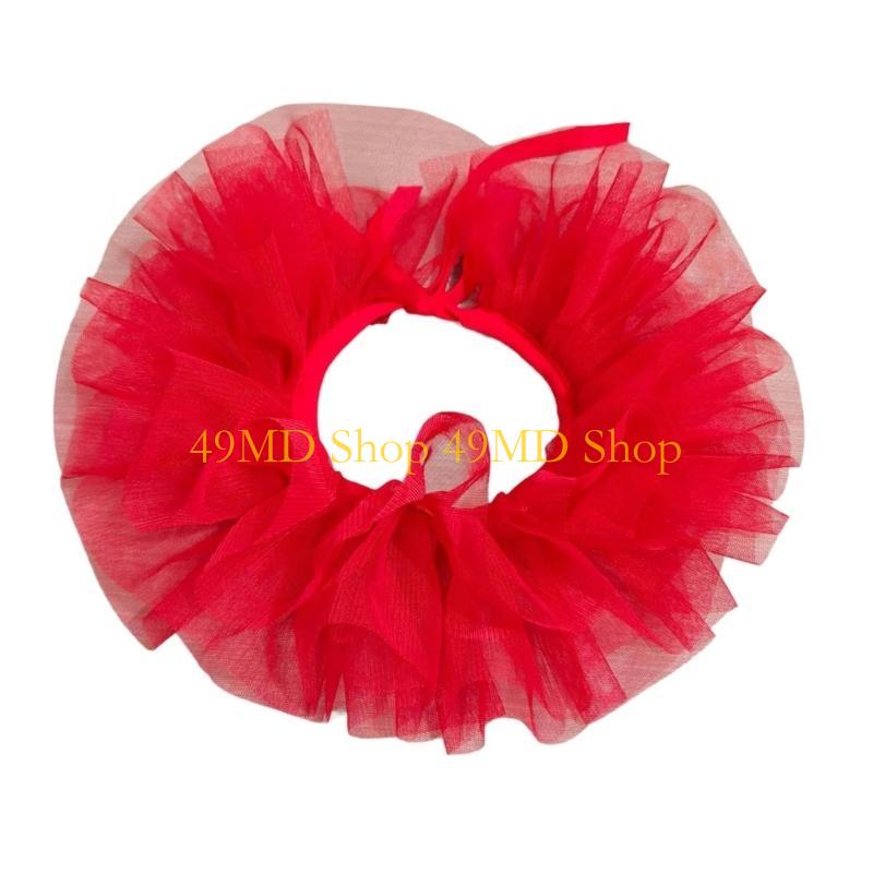 49MD Girls Retro Clown Choker Necklace Ruffle Faux Collar for Cosplay and Fancy Dress