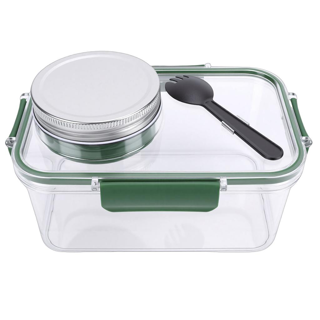 Salad Container with Dressing Compartment ABS Reusable Leakproof Portable Salad Lunch Box Food Storage Container for School  