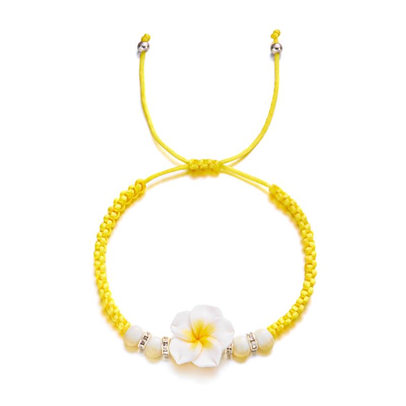 Bohemian Big Flower Charm Bracelets For Women Elegant Resort Style Soft Clay Pottery Beaded Bangles Girls Party Jewelry