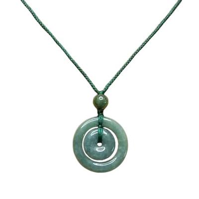 [Stone Street] High-quality Dark Jadeite Mother-child Peace Clasp Round Cord Necklace Natural Stone Genuine Jadeite