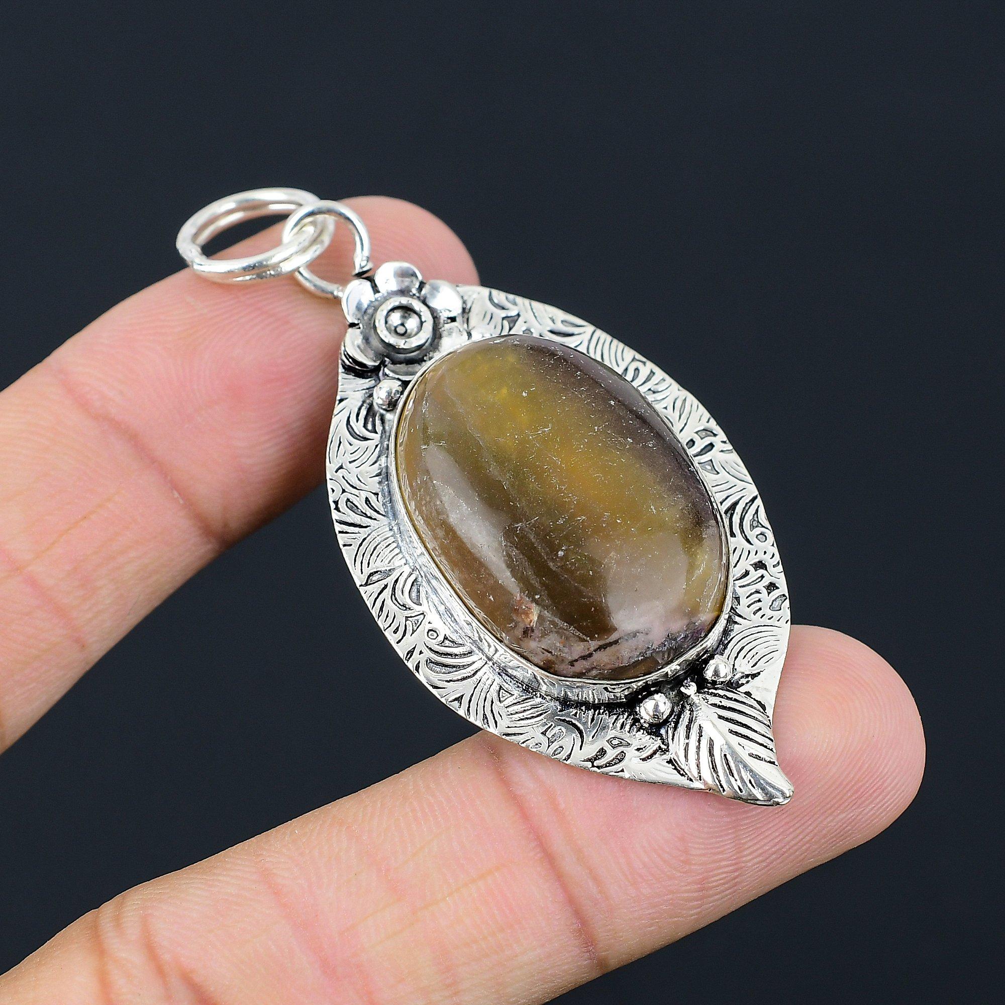 Daughters Day Deal Multi Fluorite Gemstone Pendant Jewelry 925 Sterling Silver