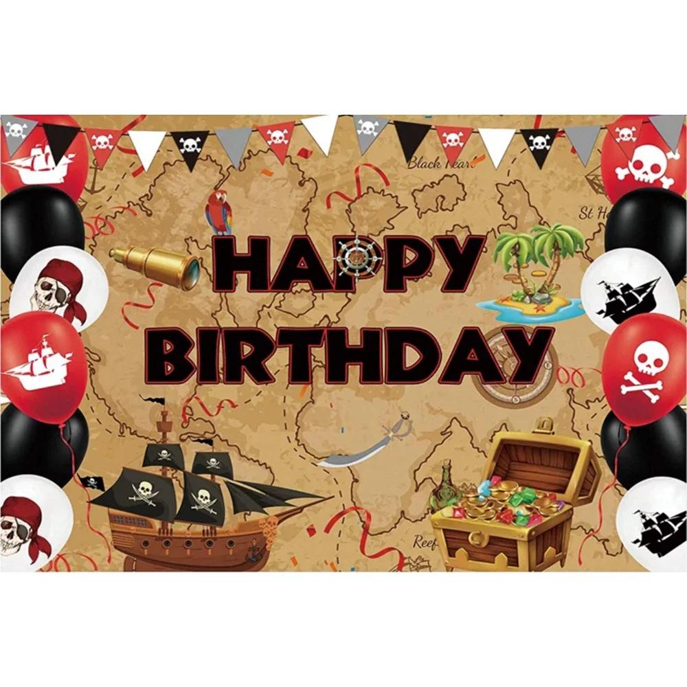 Pirate Treasure World Map Backdrop – Sailing Theme For Boy'S Kids Birthday Party, Photography Studio Decor Banner-Tapestry