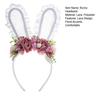 Bunny Headband Lace Bunny Ear Design Hair Hoop with Colorful Artificial Flowers Forest Style Easter