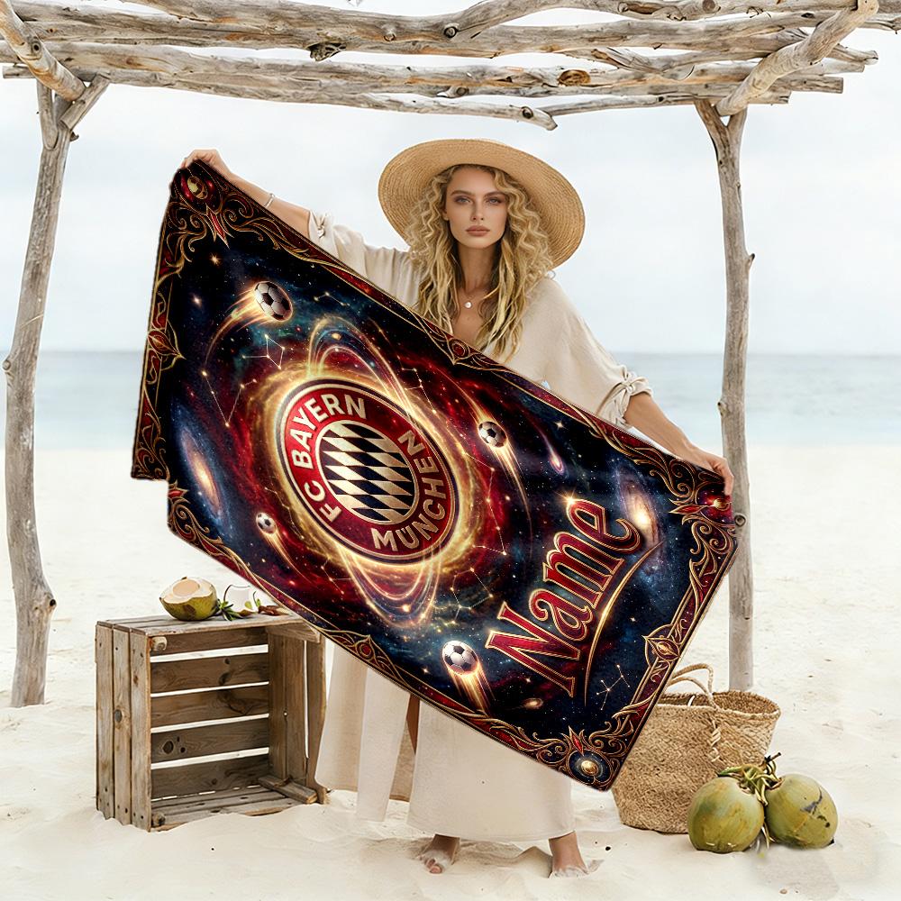 Fc Bayern Munich Fan Art Customized Name Beach Towel High Absorbency & Quick-Dry