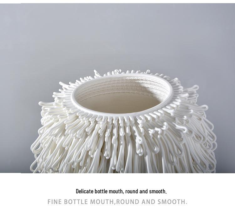 Modern Minimalist 3D White Ceramic Vase: Elegant Living Room Decoration and High-End Flower Container