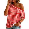 Top a righe da donna, casual e alla moda, con spalle scoperte