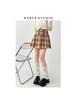 Wool Plaid High Waist Pleated Mini Skirt - Plus Size, Retro Korean Style, Women's Winter Fashion