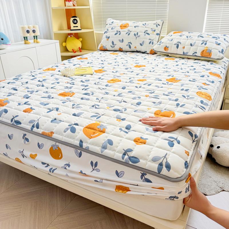 Thick Mattress Cover Cartoon Style Bedspread Quilted Bed Cover for Home Adults Kids Bed Linen fundas de colchón (No Pillowcase)