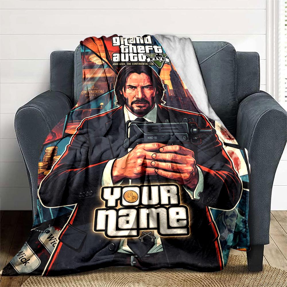 Gta Personalisierbare Textdecke Gemütliche Personalisierbare Decke Langlebiger Komfort für Sofa Büro Couch Picknicks Ganzjahres-Universal