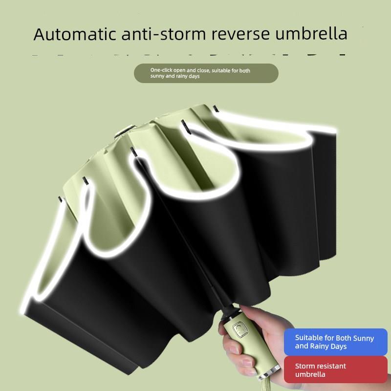 Umbrella with Enlarged Canopy, Thickened and Reinforced, Uv-Resistant, Compact and Portable, Dual-Use for Women and Men, Fully Automatic Sunshade