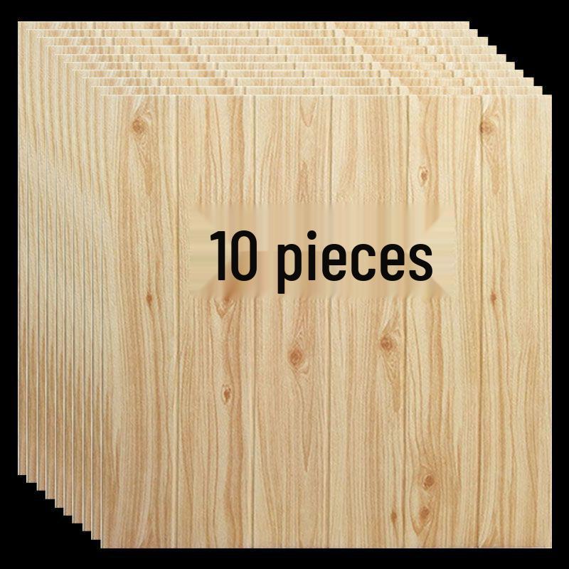 3D Wood Grain Self-Adhesive Wall Stickers: Soft, Anti-Collision Wallpaper for Bedroom Decor