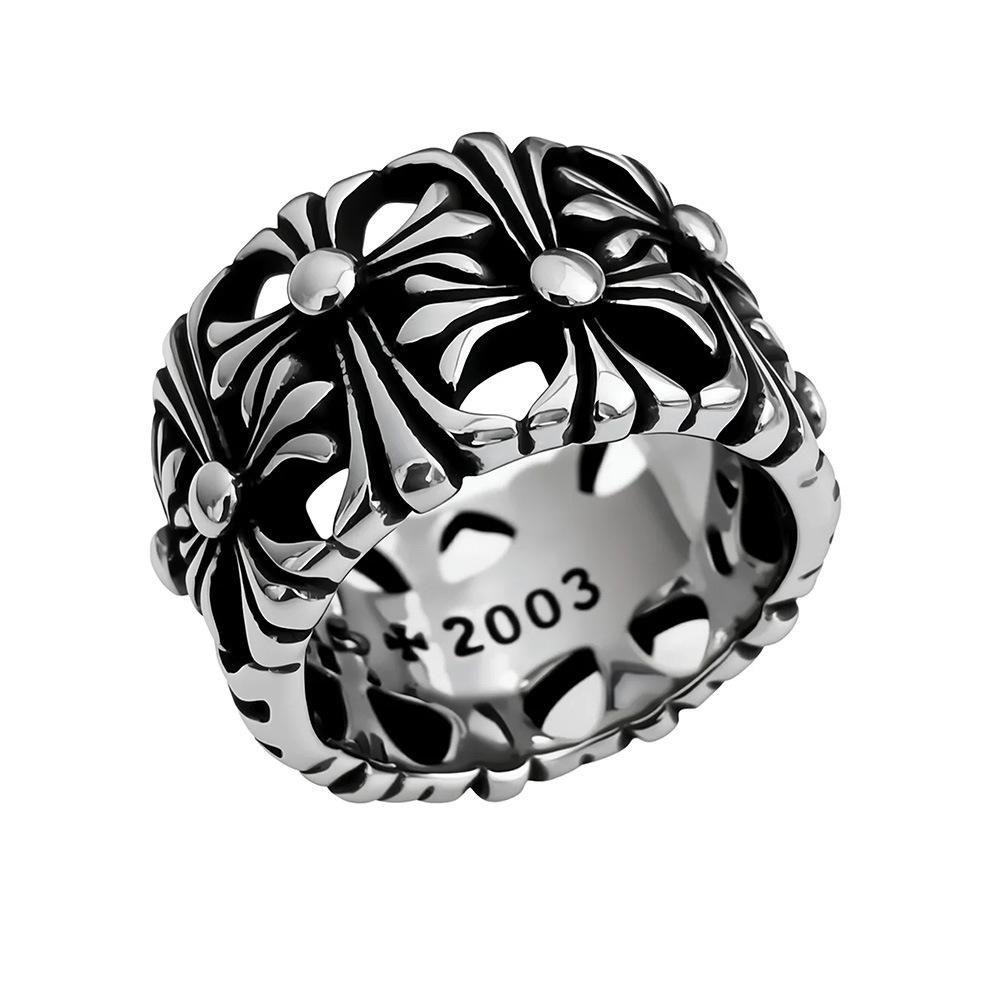Cross-border Bramble Vine Woven Titanium Steel Ring - Hip Hop Style, Non-fading Niche Jewelry for Men