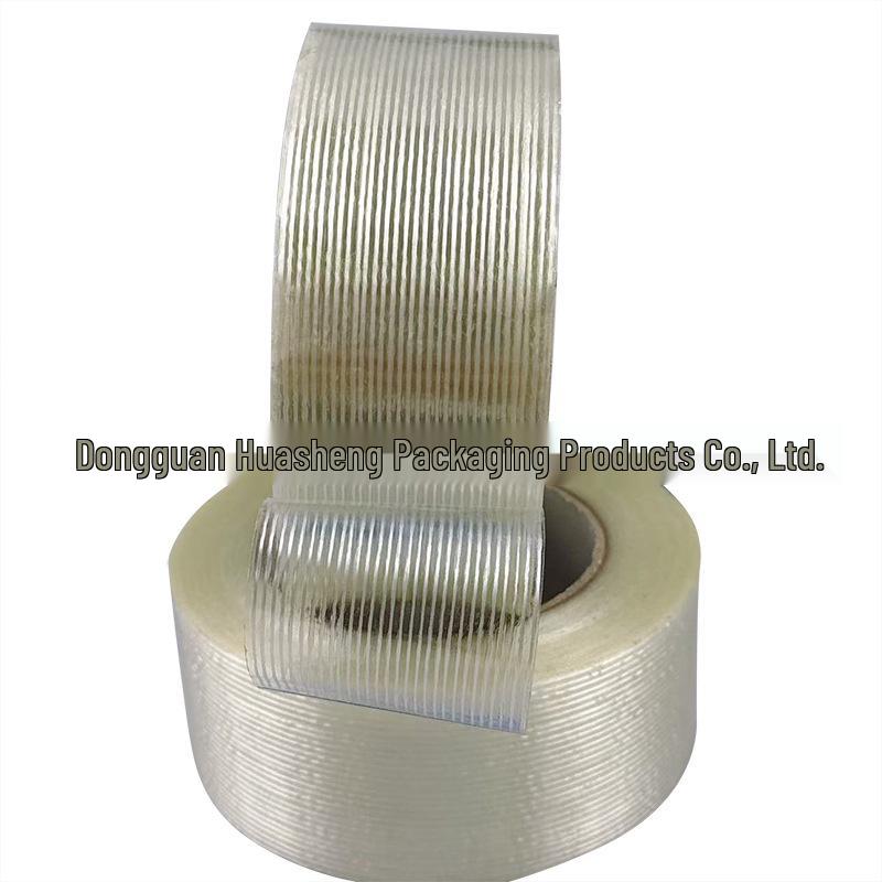 High Adhesion Striped Fiber Tape for Electronics and Heavy Duty Bundling