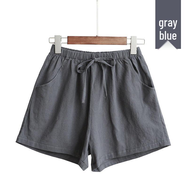 Damen-Shorts aus Baumwoll-Leinen-Mischgewebe mit weitem Bein: Trendige, lässige Bermudas für Frühling/Sommer – für Sport oder Zuhause.