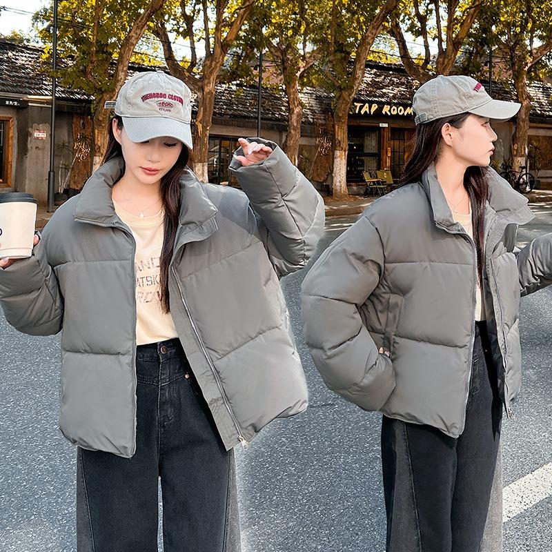Winter new small cotton-padded women's clothing hem drawstring stand-up collar cotton-padded jacket small loose cotton-padded jacket