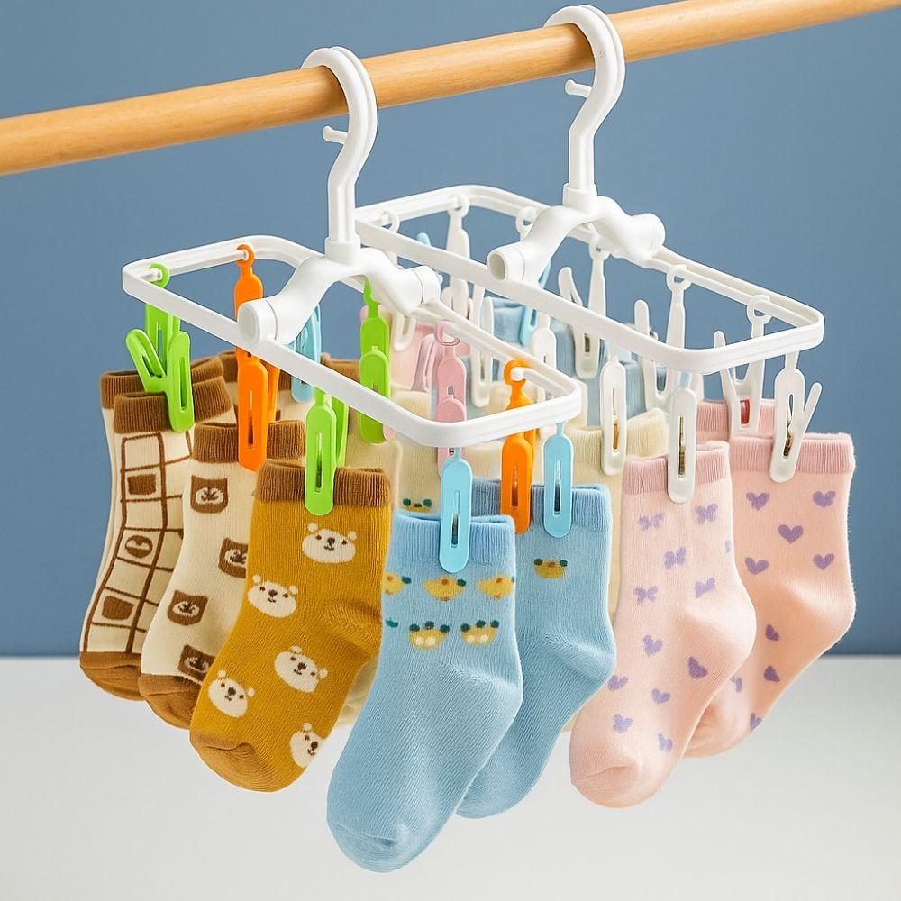 Foldable Underwear Drying Rack Plastic Laundry Clip Multifunctional Clothes Hanger  Bathroom