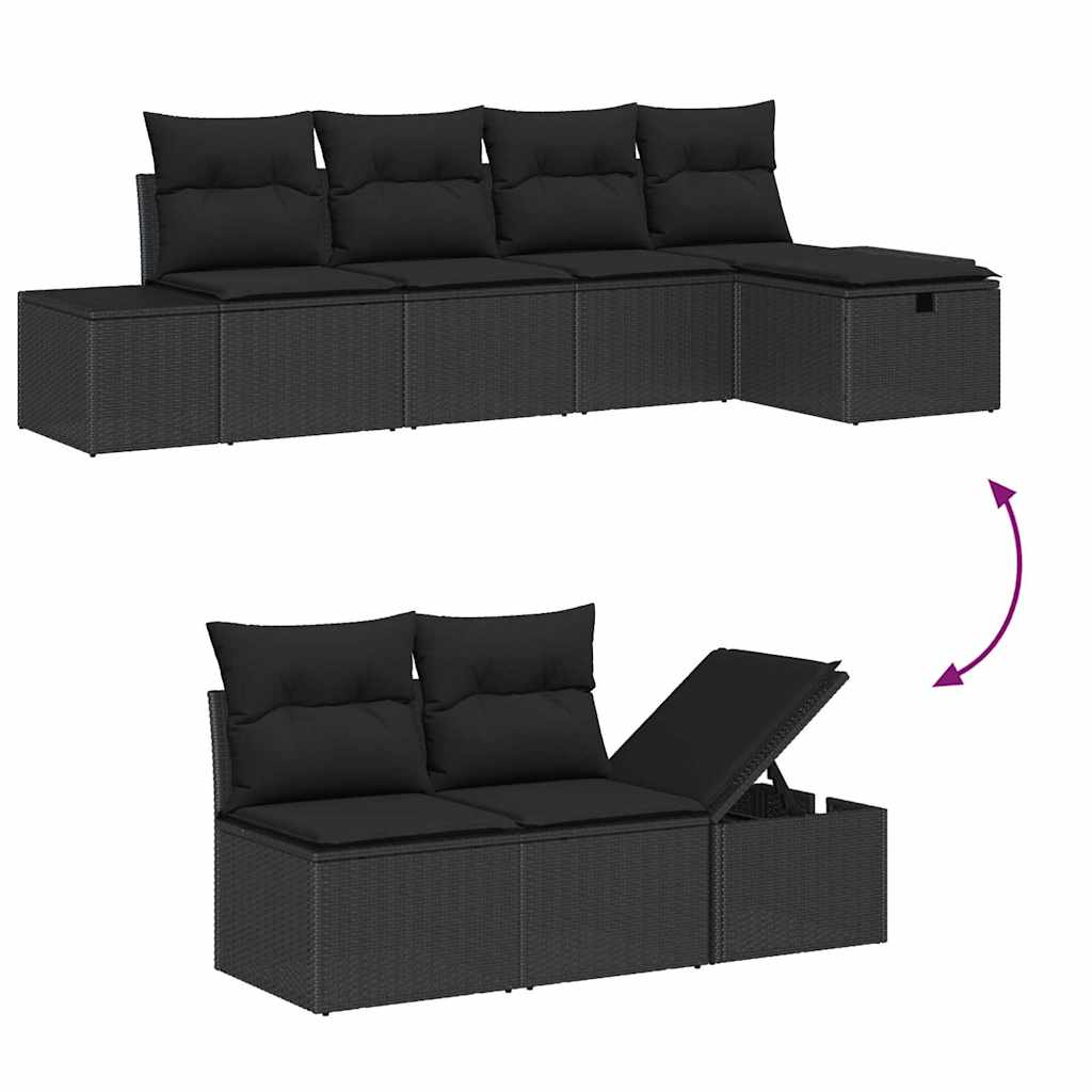 6 Piece Sofa Set with Cushions Poly Rattan