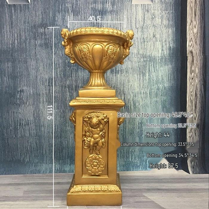 Wedding Gold Roman Column Flower Stand – European Stripe Trophy Fiberglass Décor