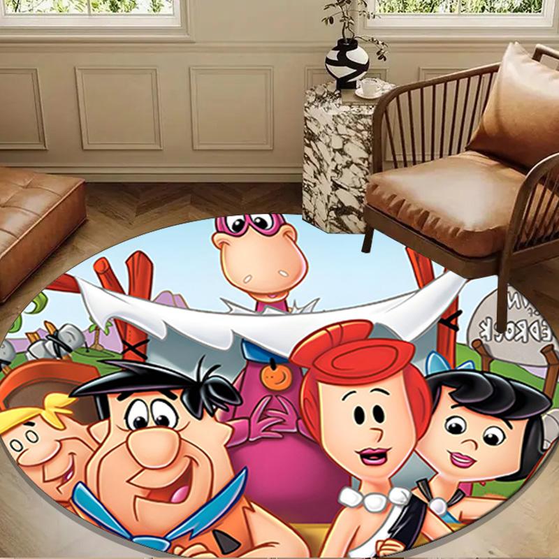 The Flint-stones Family Round mat, Anti-slip Circle Carpet Chair rug For livingroom,Bedroom, doormat home decor Gift Christmas Gifts