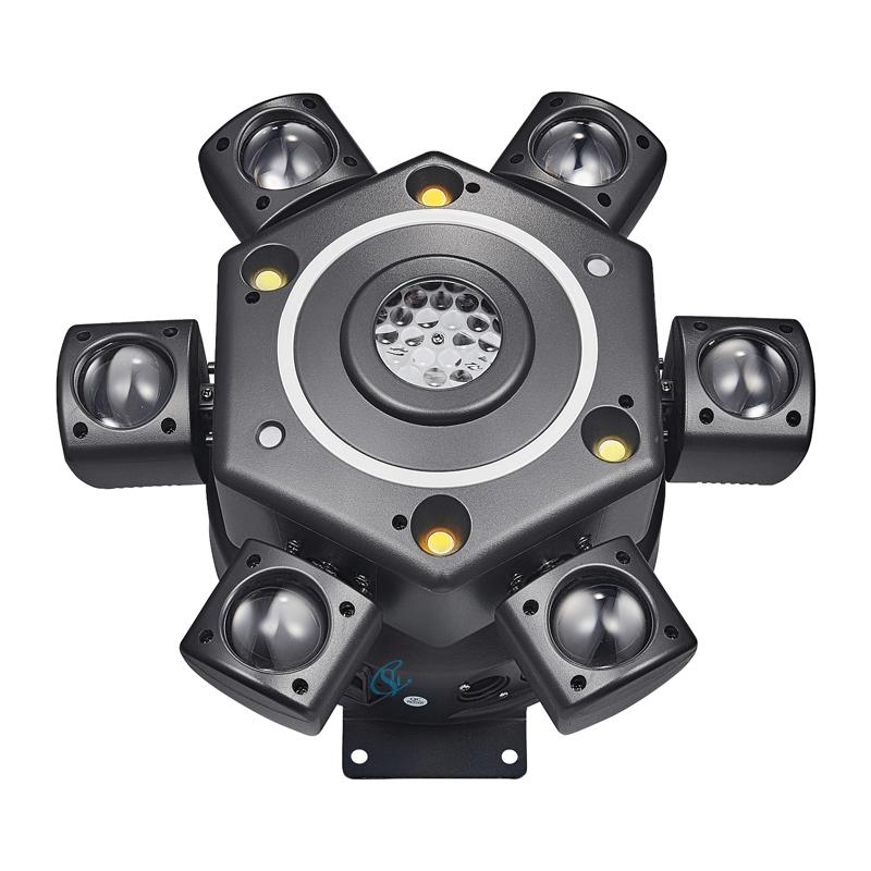 DJ Equipment 100W Six Arms Beam Led Moving Head Party Disco Ball Lights Effect Strobe Lamp DMX512 Control For Club Stage