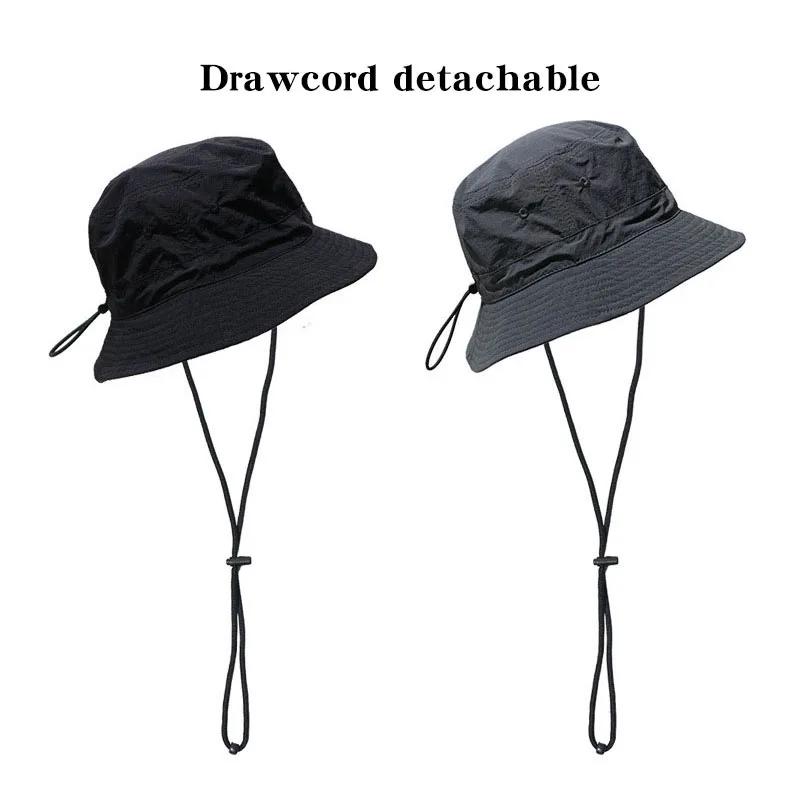 Unisex Bucket Hat Fisherman Cap, Summer Anti Uv Sunscreen Quick Dry Breathable Drawstring Rope For Outdoor Bonnet Sun Visors