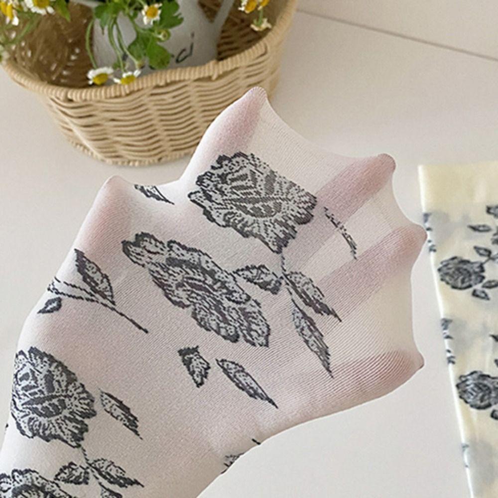 2Pairs Lolita JK Retro Rose Stockings Ultra-thin Stockings for Women Sweet Flower Stockings Lady