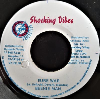 7inch Record BEENIE MAN - Pure War NONE Shocking Vibes 1997 Jamaica Reggae, Ska & Dub Used