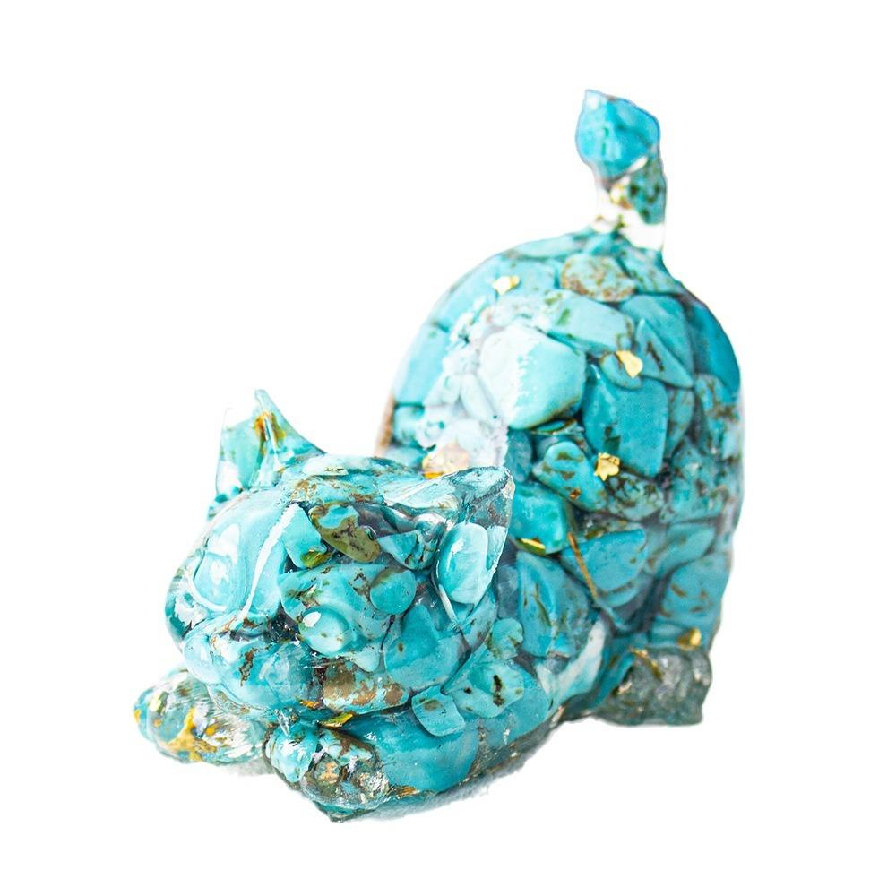 Crystal Cat Resin Decor Healing Desk Ornament Cute Animal Sculpture for Home Office Lucky Gift