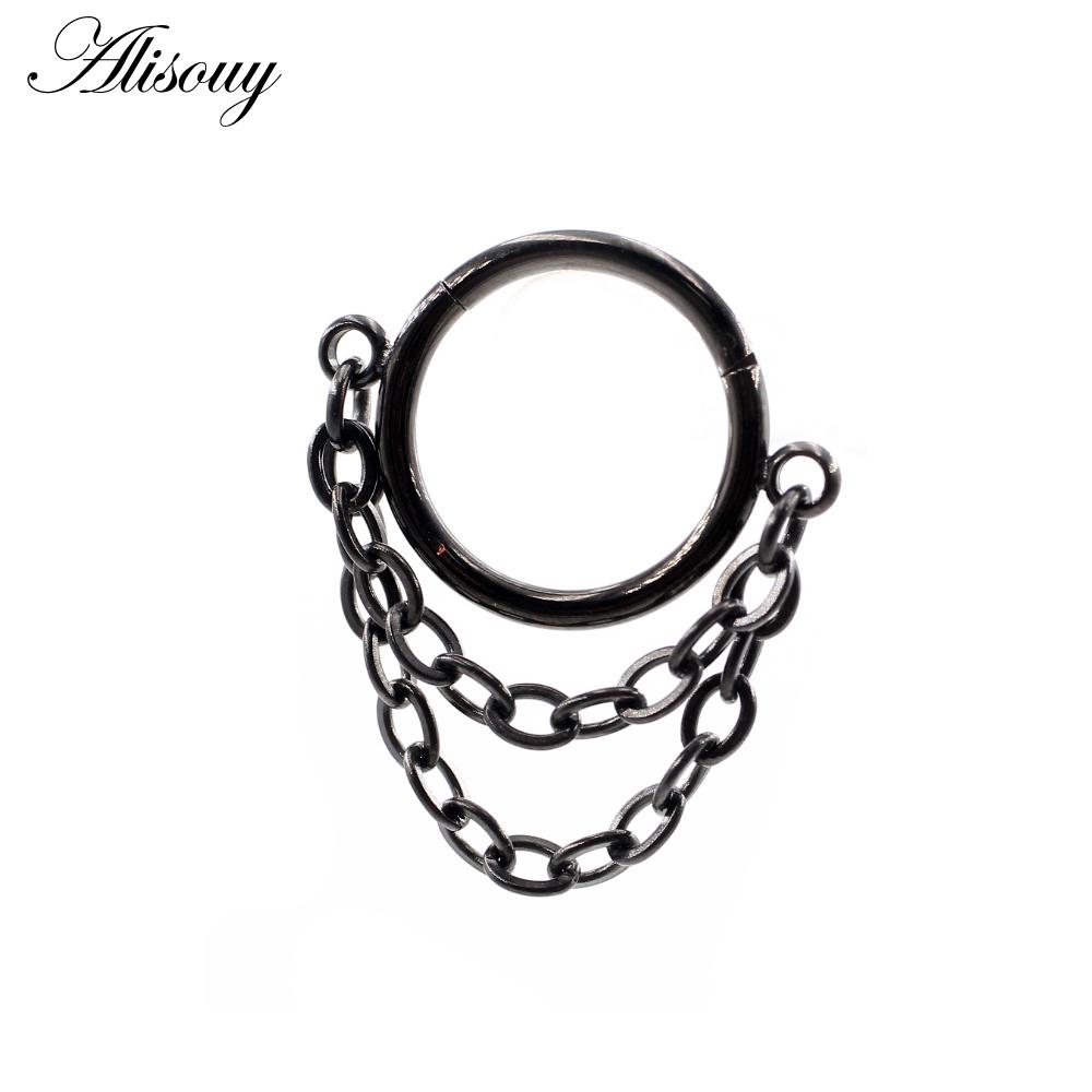 

Alisouy 1 шт., цепочка с кисточками из нержавеющей стали, кликер, кольцо для перегородки носа, сегмент, кольцо-кольцо Daith Helix, серьги в форме ноздри, ювелирные изделия для пирсинга #1 1.2*8mm чёрный