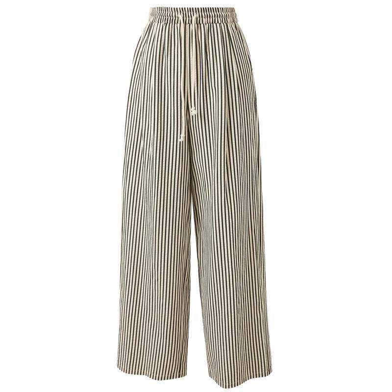 Sancai 2026 Summer Striped High-Waisted Wide-Leg Pants S