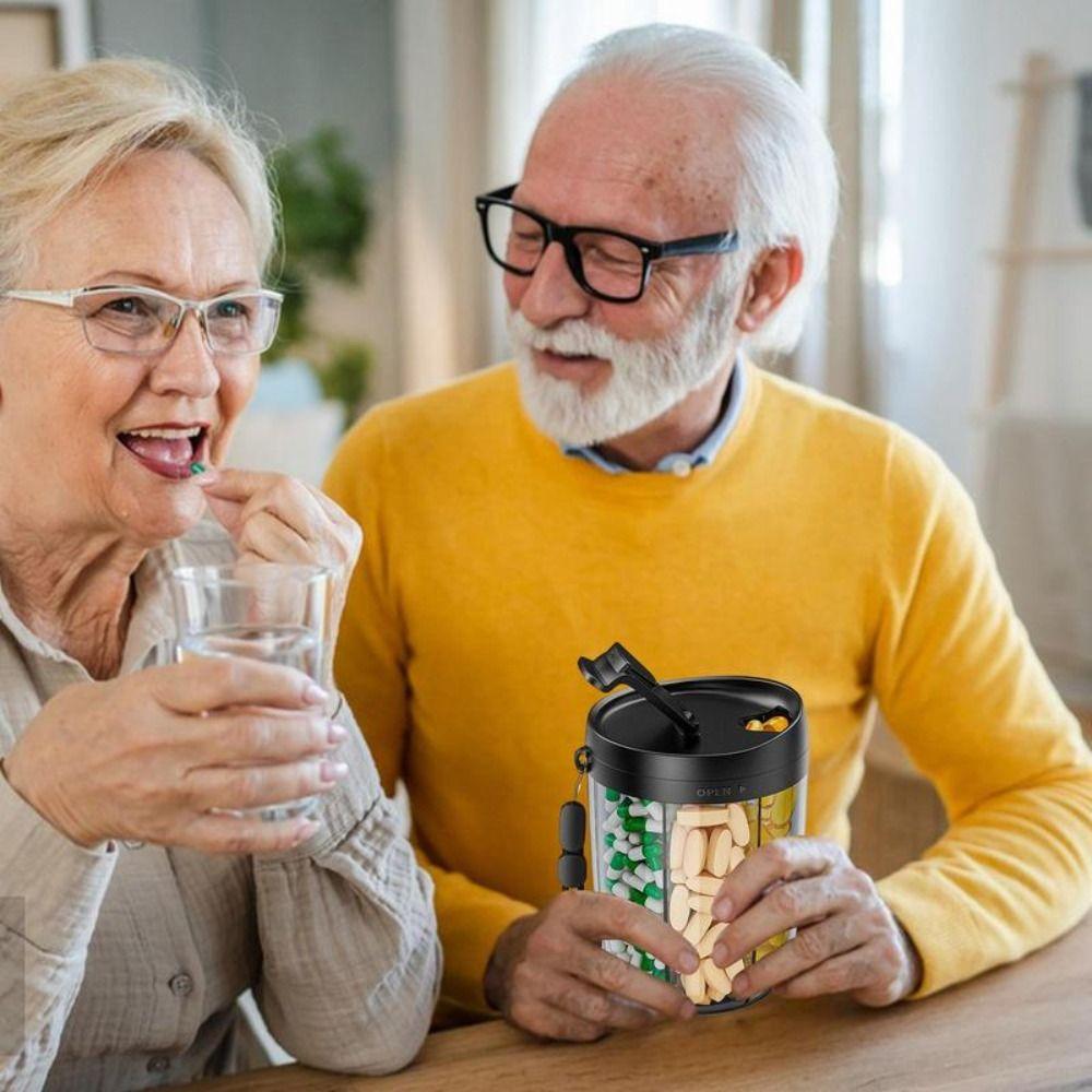 Transparent Pill Large Organizer 6 Grids Pill Dispenser Bottle for Home Office