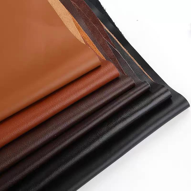 Flat weave cowhide leather material, top layer brown sofa seat cushion, headboard soft package, car seat leather fabric, fine gr