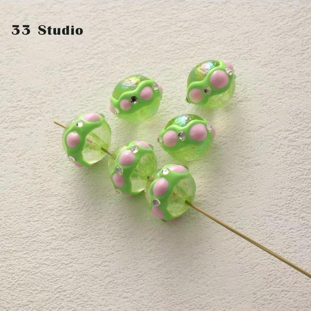 Pure Hand-painted Beads Stickers Diamonds Set Pearl Diy Jewelry Accessories Material Package Beads Car Pendant Cell Phone Chain Beads