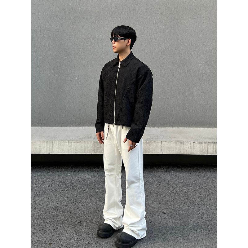 Blaexit Paris Bootcut Knife-Cut Pants Men's White Jeans Straight-Leg Slightly Flared Cleanfit Pants