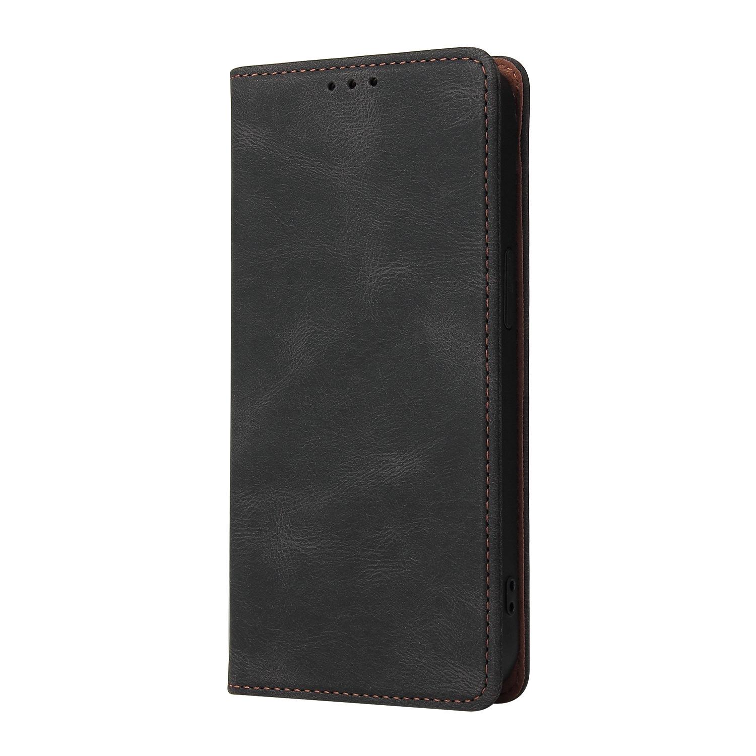 

Подходит для iPhone+14pro+Max Dreamy Pull In Card Flip Cover 13PRO Сильный магнитный однотонный кожаный чехол для телефона IP12 mini（5.4） чёрный