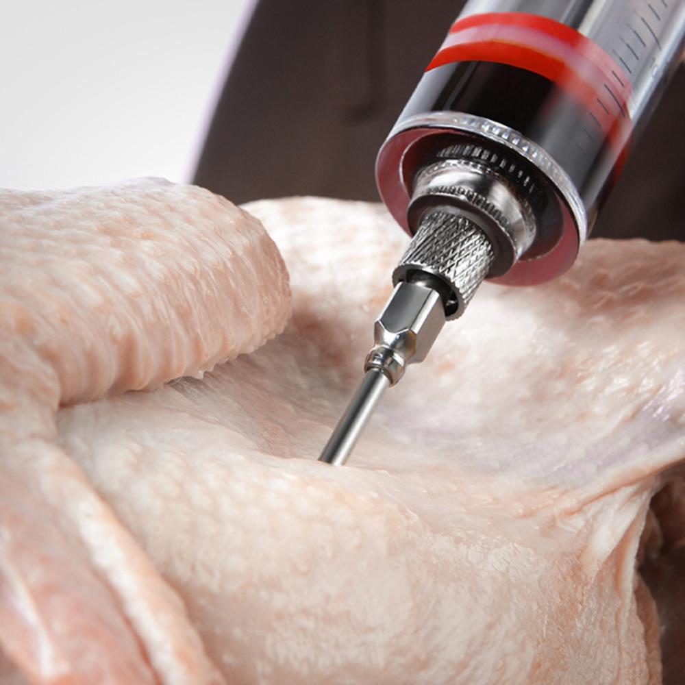 Food Grade PP BBQ Meat Syringe with 3 Stainless Steel Needles Pork Steak Spice Syringe Set Kitchen Tools Meat Sauces