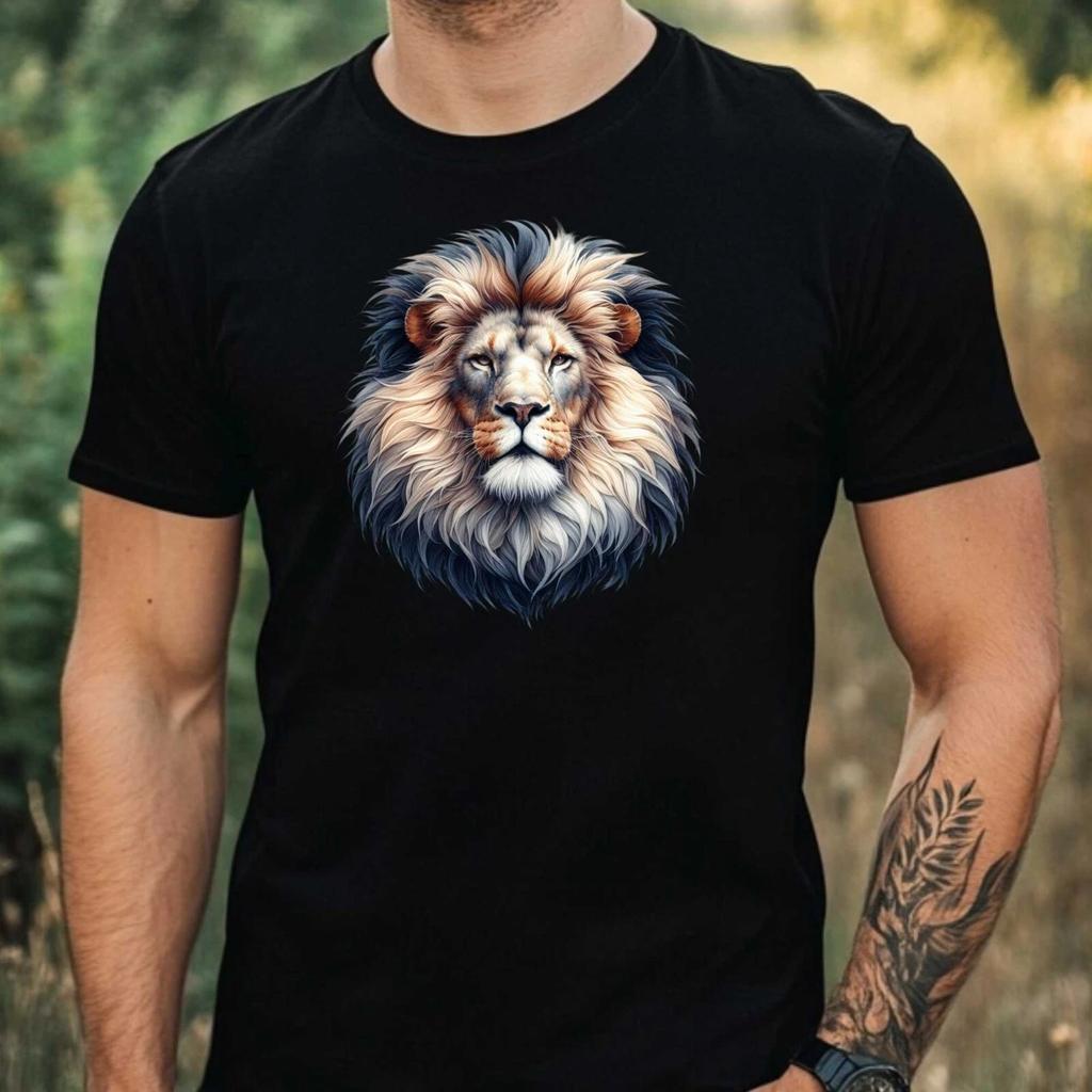 T-Shirt Herren Löwenkopf Motiv Baumwolle Größe XS bis 5XL