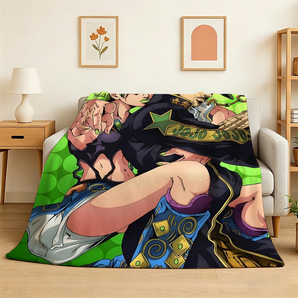 JoJo s Bizarre Adventure Throw 240g Flannel Blanket Lightweight Soft Skin-friendly Summer Thin Throw Blanket 75X95CM