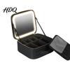 Makeup Bag with LED Mirror USB Charging Case Rechargeable Adjustable Dividers Travel Cosmetic Light-up 3 Color Lights