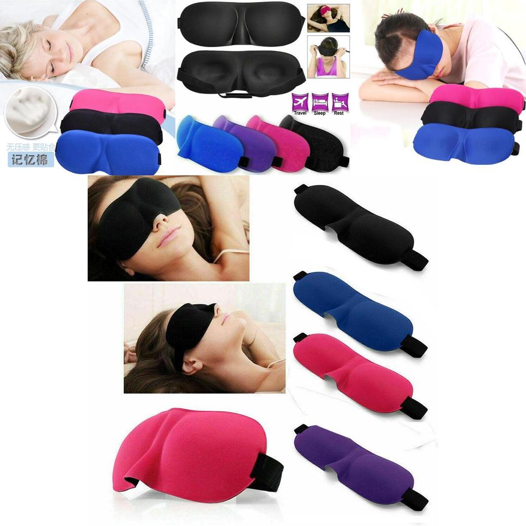 3d Mask Eye Luxury Black Reusable Relaxing Night Travel Sleep Sleeping Blackout