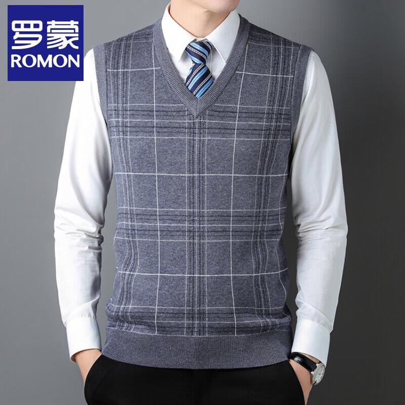 Lomon Men's Plaid Knit V-Neck Vest