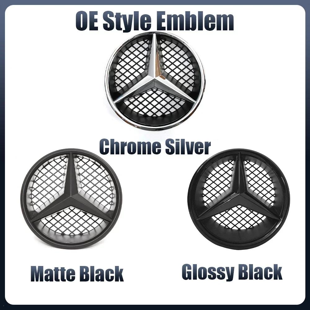 Car Sticker 2025 Hot For Mercedes Benz For Mercedes Benz Chrome Silver And Gloss Black OE Style Front Grill Star Emblem Chrome L